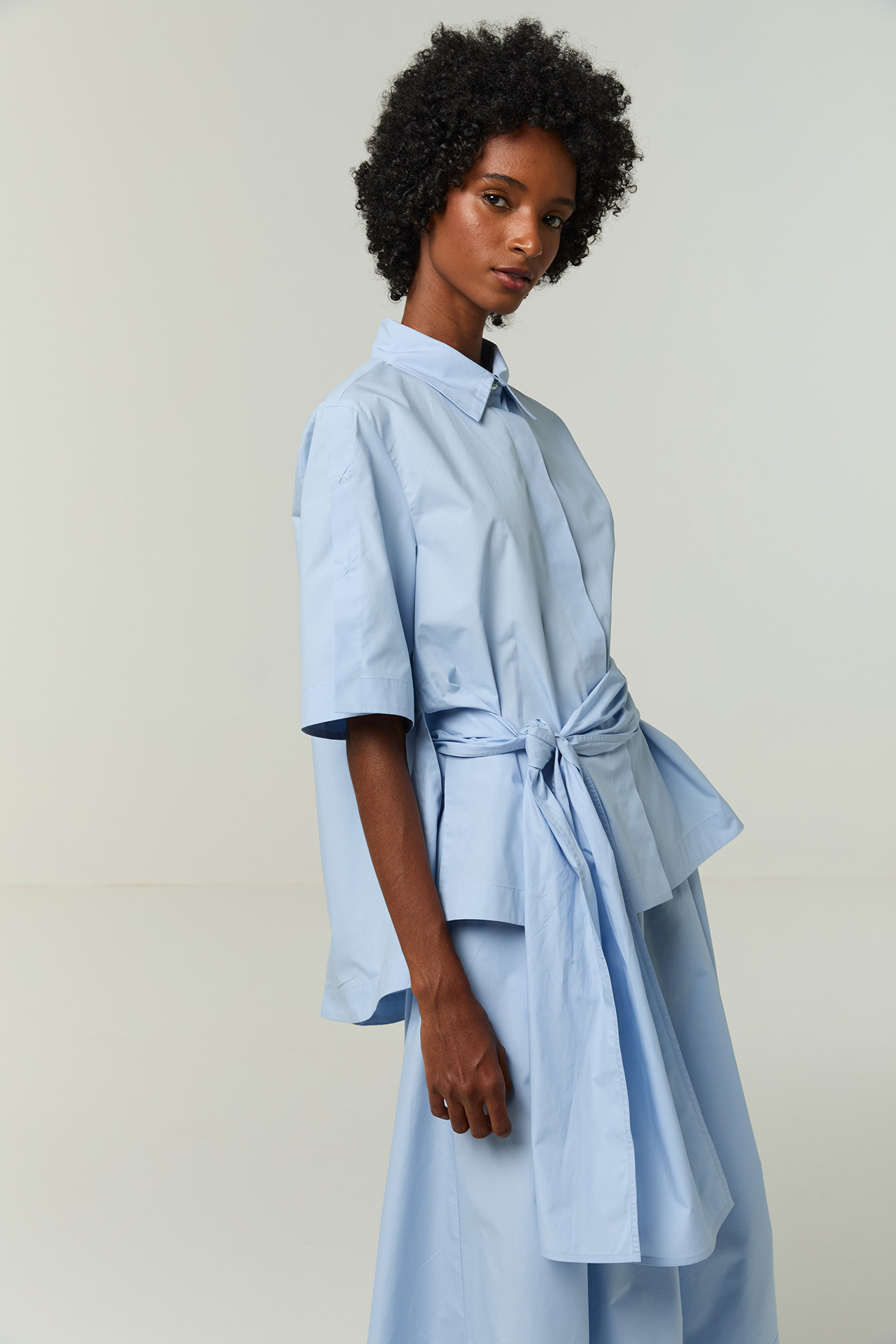 Camisa amarração tricoline Azul Sereno