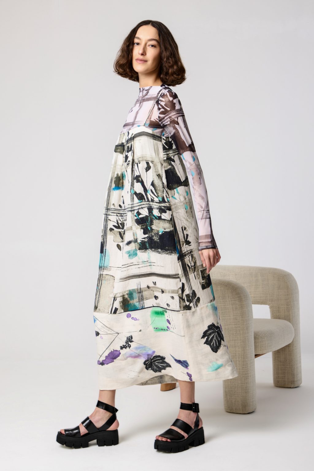 CONJUNTO VESTIDO MIX ESTAMPAS + SEGUNDA PELE
