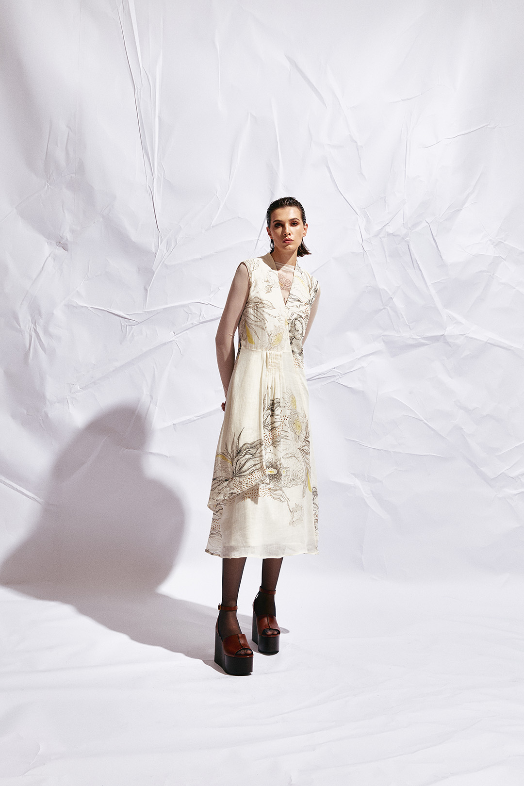 Vestido dobradura organdy Girassol